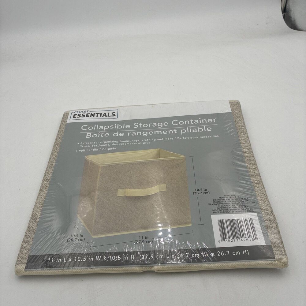 NEW Convenience Pieces Foldable Storage Cubes  With Handle Beige-10.5-11-10.5in
